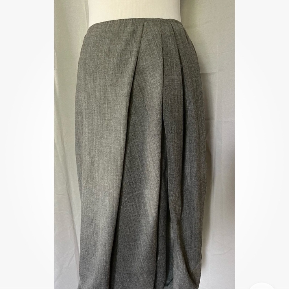 Lafayette 148 New York Gray Pleated Midi Skirt